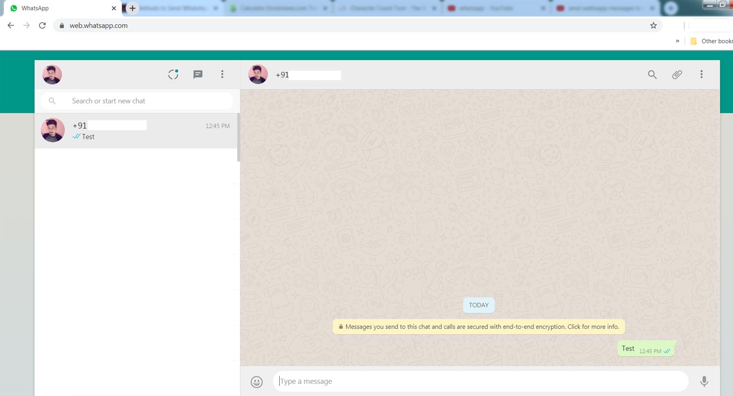 Whatsapp Web Own Contact message Send