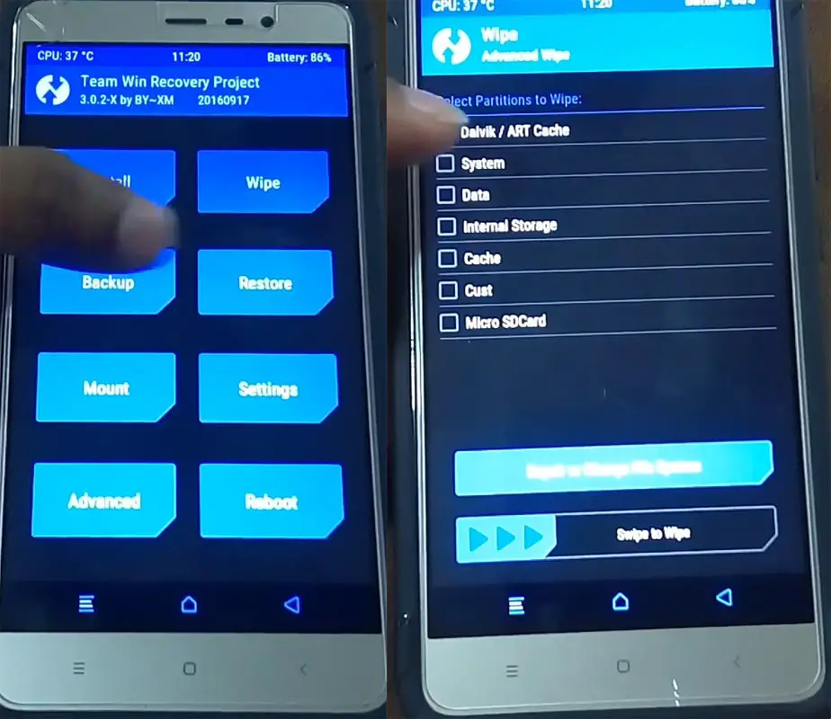 Wipe Data in TWRP