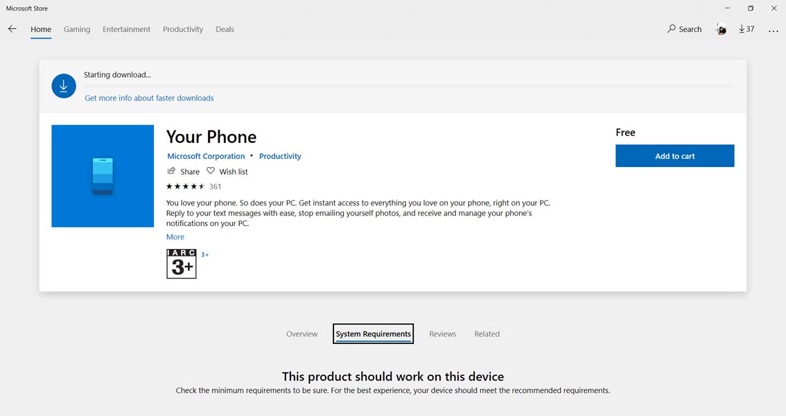 Your Phone App from Windows Store