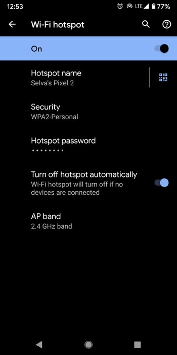 AP Band Setup Hotspot