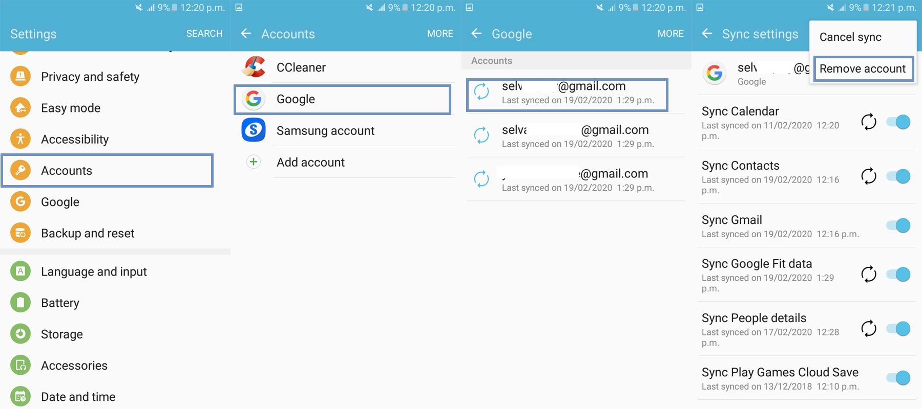 Add secondary account to Remove default Google Account