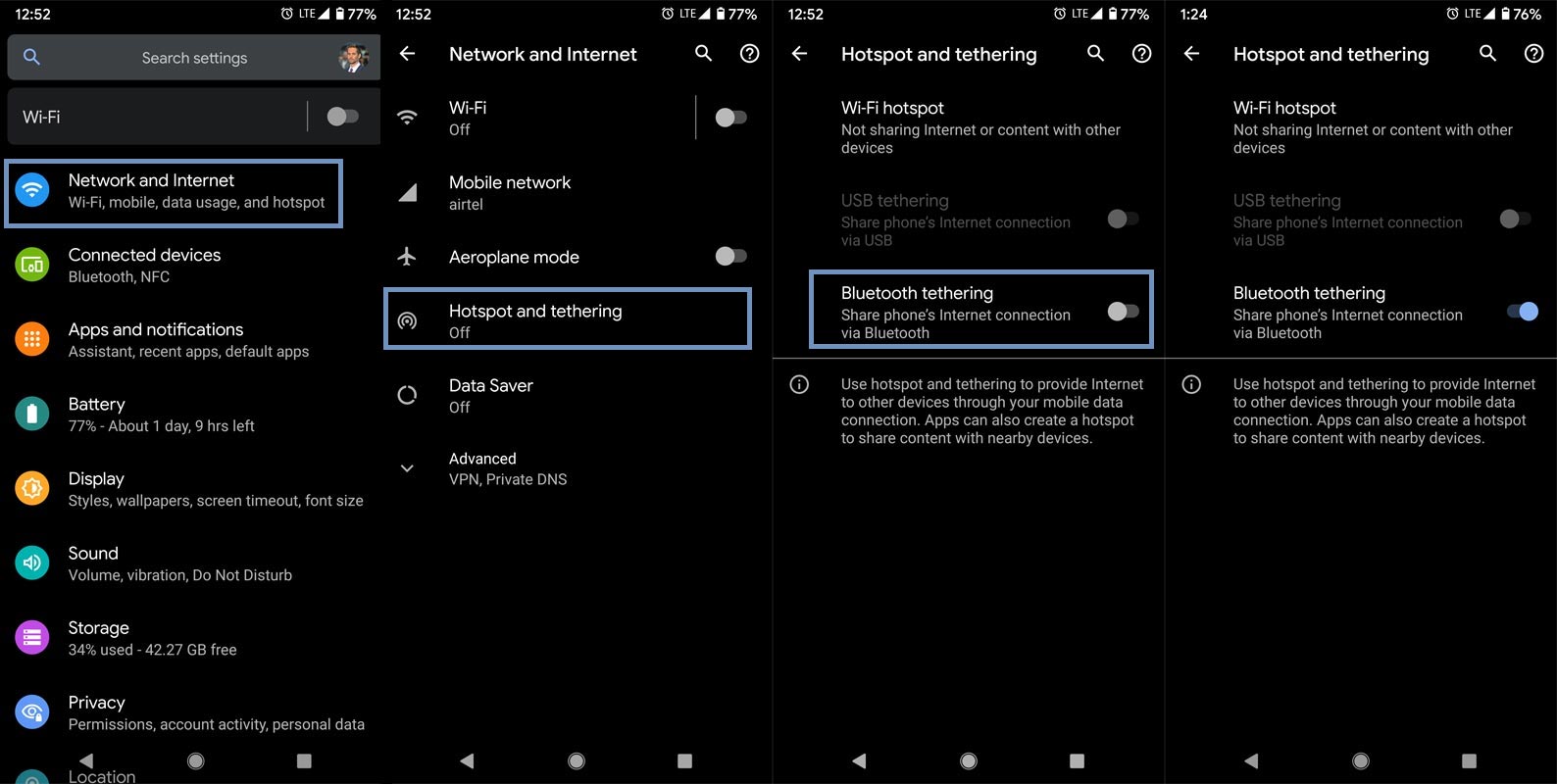 Enable Bluetooth Tetherig in Android