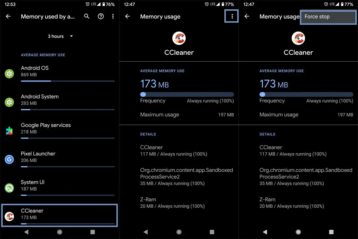 Force Stop Apps in Developer Options