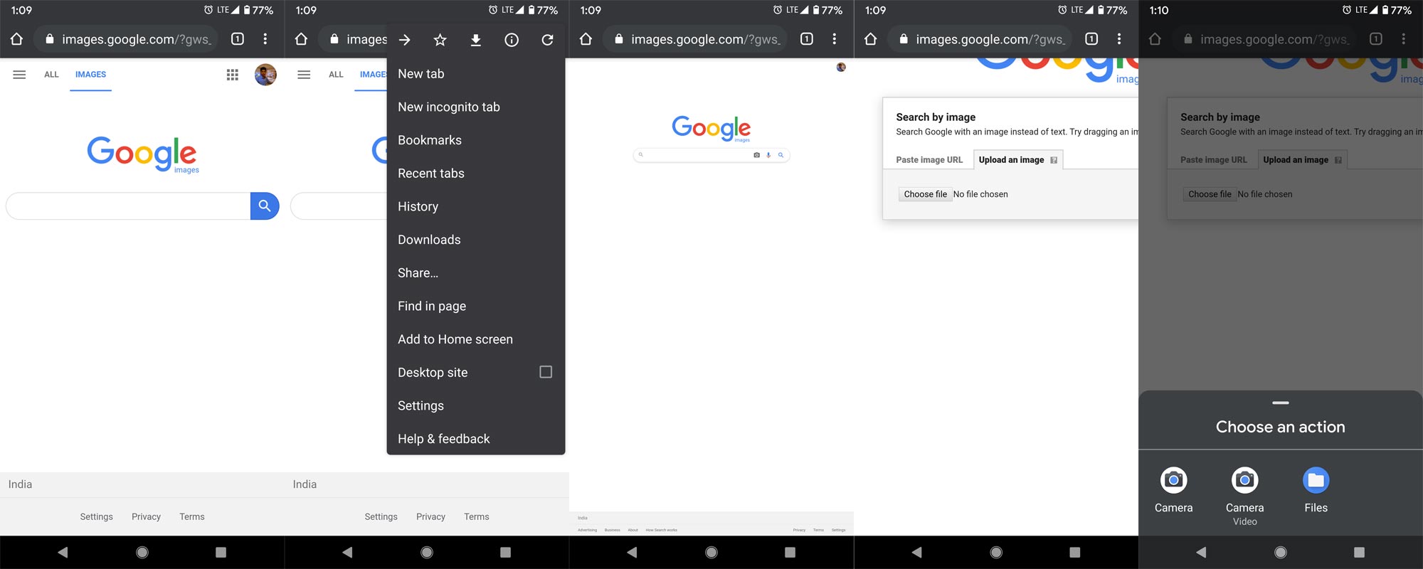 Google Image Search Desktop Version in Android