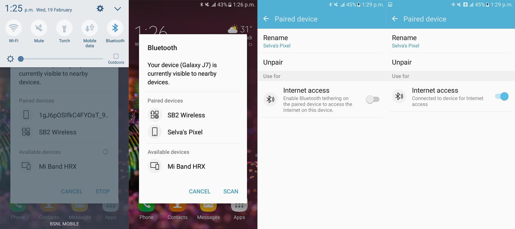 Receiving Bluetooth Tethering Interent
