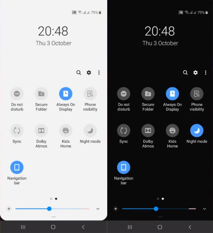 Samsung Galaxy Night Mode One UI