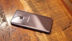 Samsung Galaxy S9 Plus Back Side on the Wooden table