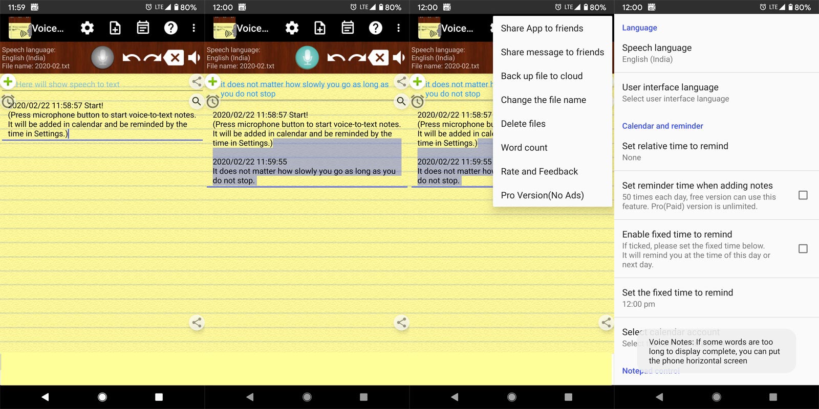 Voice Notes Android App Screenshots