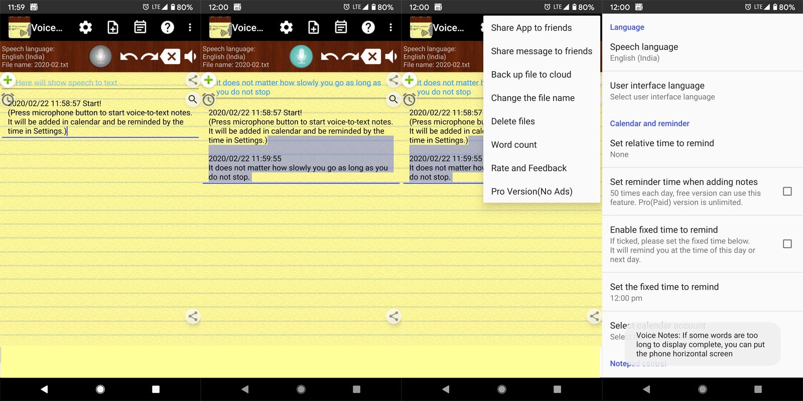 Voice Notes Android App Screenshots