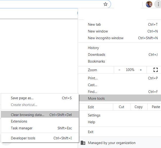 Choose Clear Browsing Data Chrome