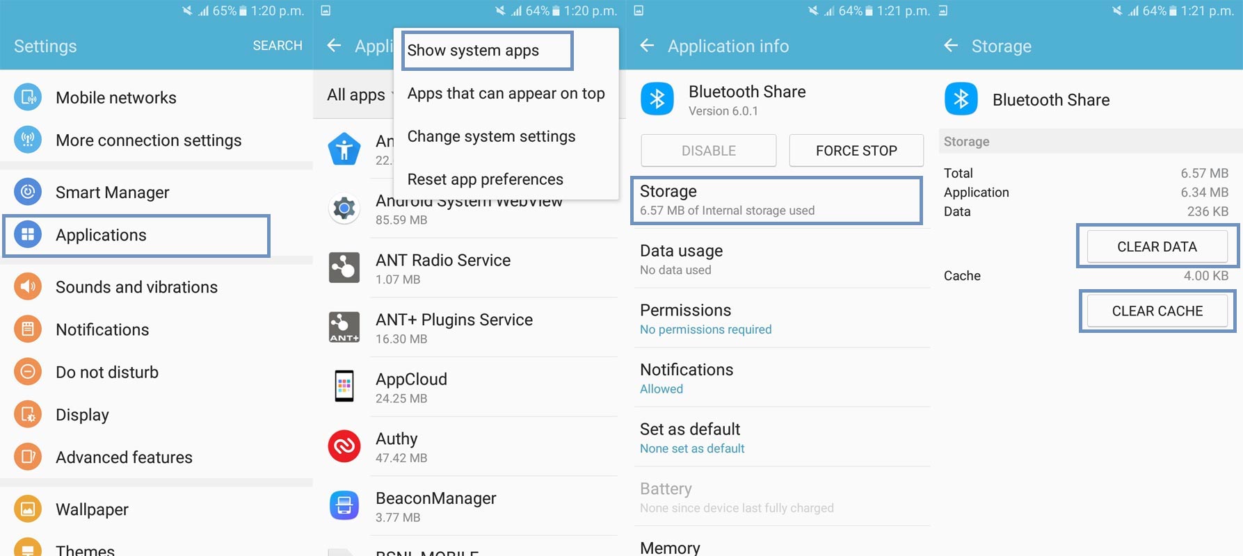 Clear Cache Data in Bluetooth App Android