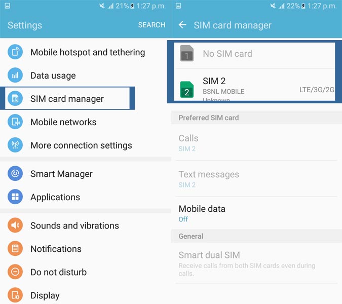 SIM Card Manager Settings Android