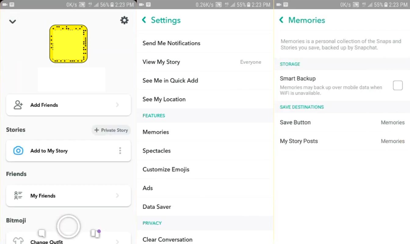 Save Snapchat Memories Videos in Android Steps