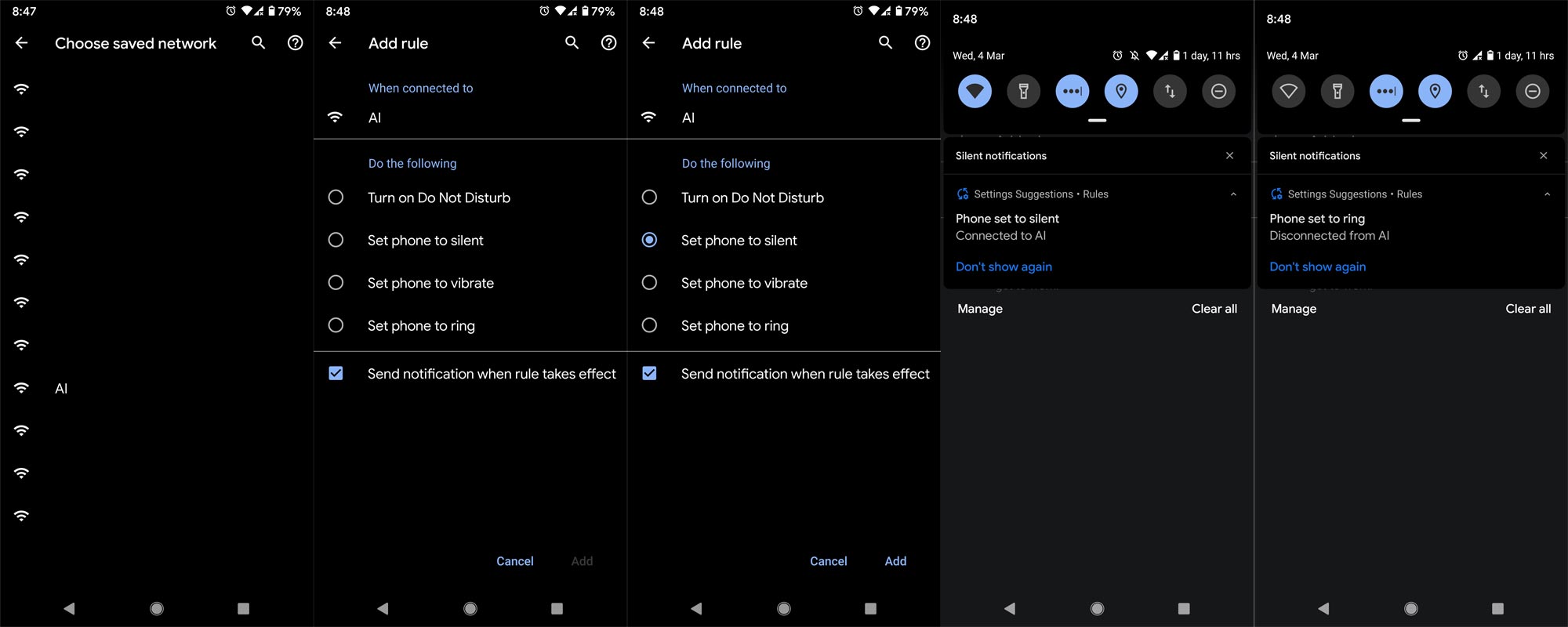 Wi-Fi Rule Connet and Disconnect Android Pixel