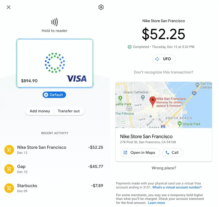 Google Pay Card Statement