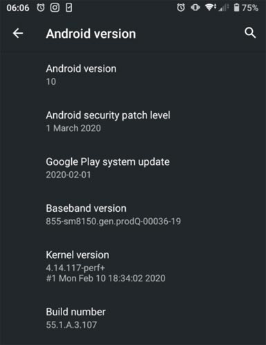 Sony Xperia 5 Android 10 OTA Screenshot