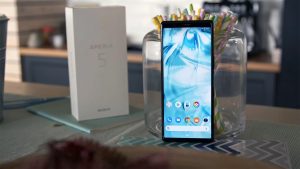 Sony Xperia 5 With Retail Box on the Table