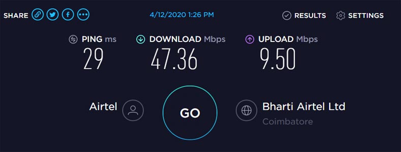 Speedtest Result Airtel