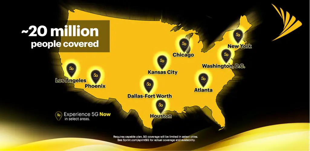 Sprint Old 5G network coverage area