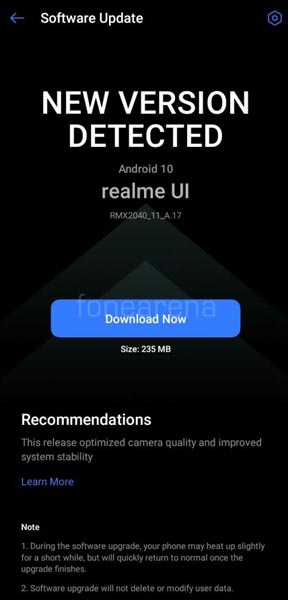 Realme Narzo 10 Android 10 OTA Screenshot