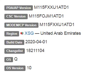 Samsung Galaxy M11 Android 10 Firmware Details