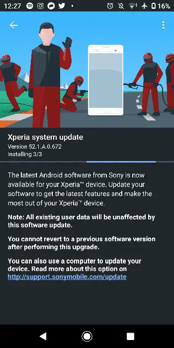 Sony Xperia XZ2 Android 10 OTA Screenshot