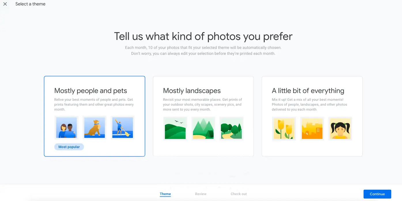 Category choose Google Photos Print Service