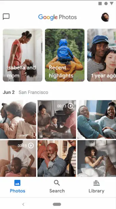 Google Photos Memories Home screen