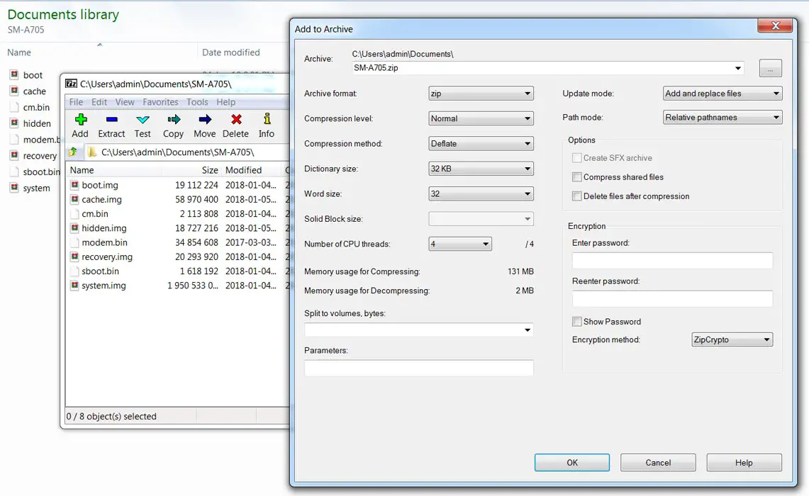 Make .zip file using 7ZIP