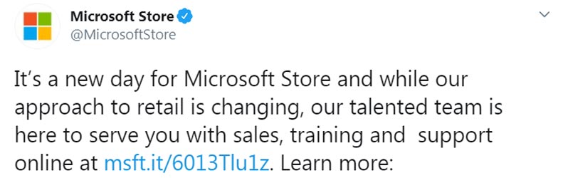 Microsoft is closing all physical stores permanently official tweet