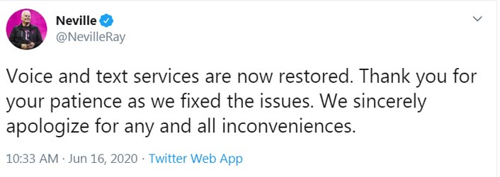 T-Mobile response on Outage