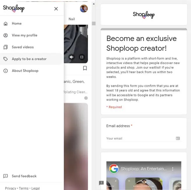 Creator Application Google Shoploop