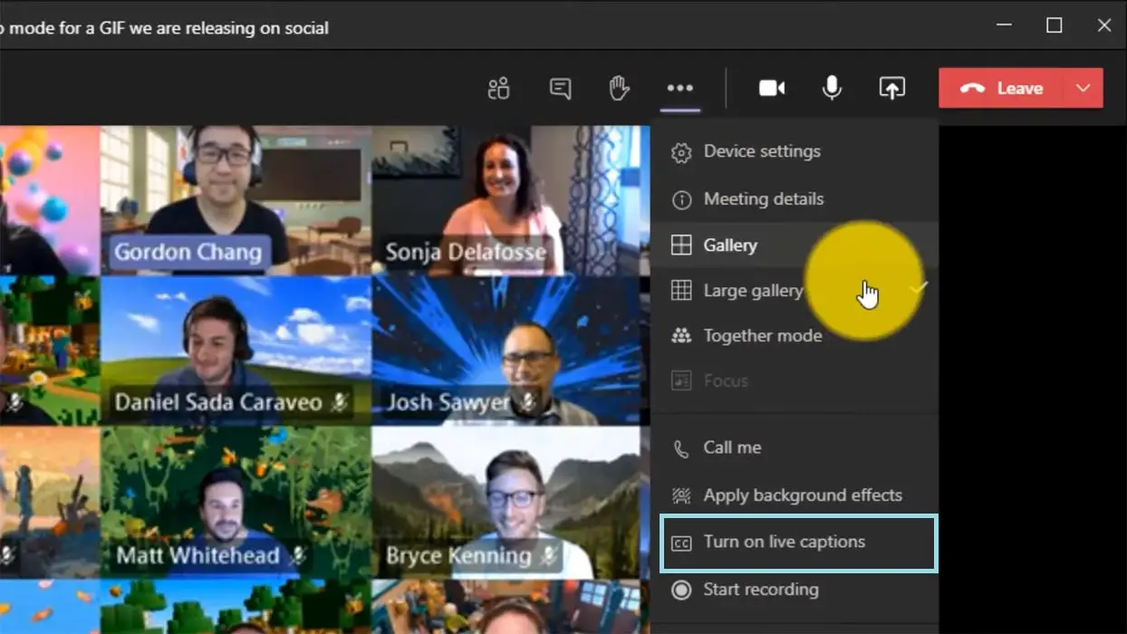 Enable Live Captions Microsoft Teams