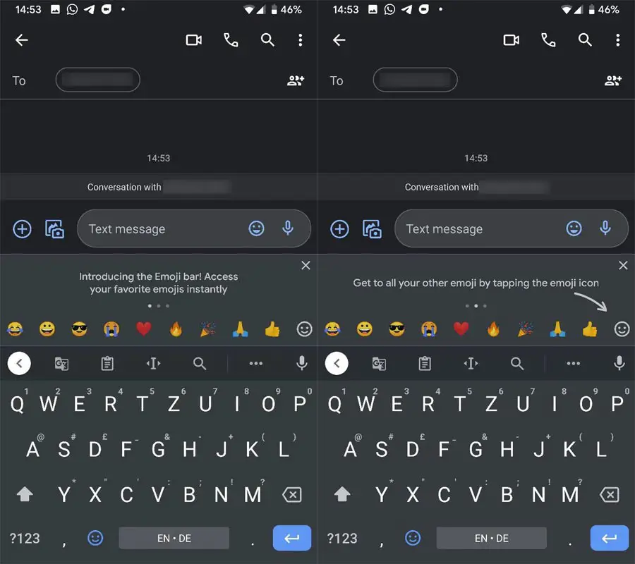 Gboard emoji bar screenshots Android 11