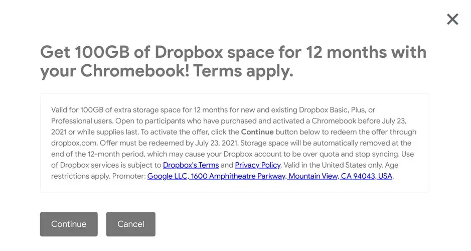 Getting Free Dropbox storage for Chromebook users