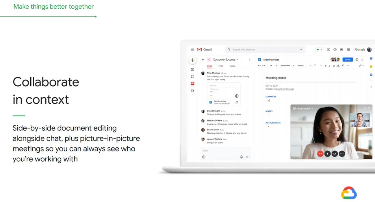 Google Docs and Meet in Gmail