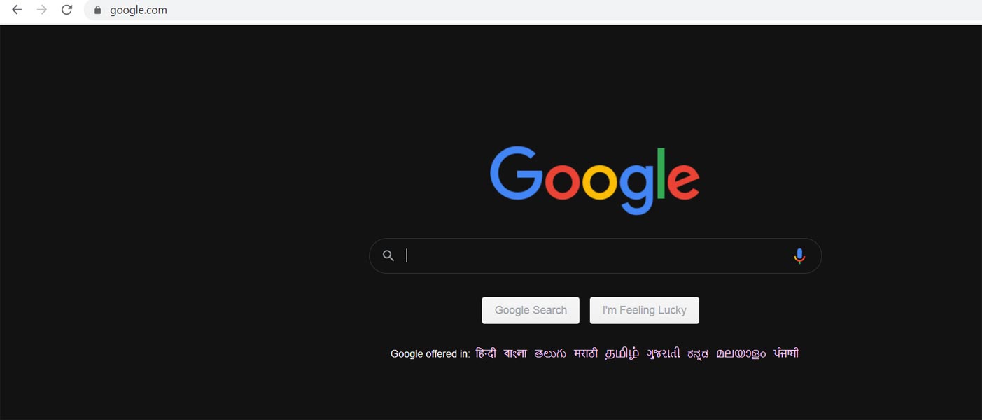 Google Search Page Dark Mode
