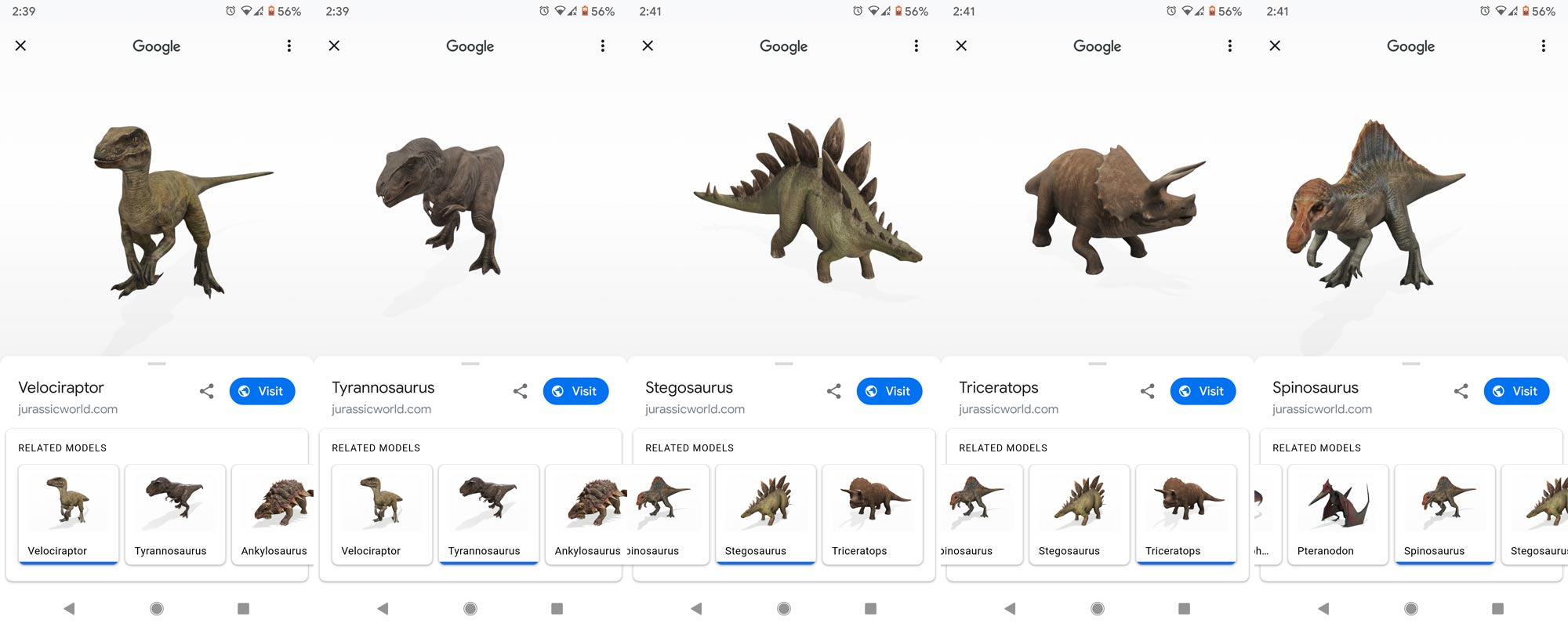 Jurassic World Dinosaurs AR 3D List 2