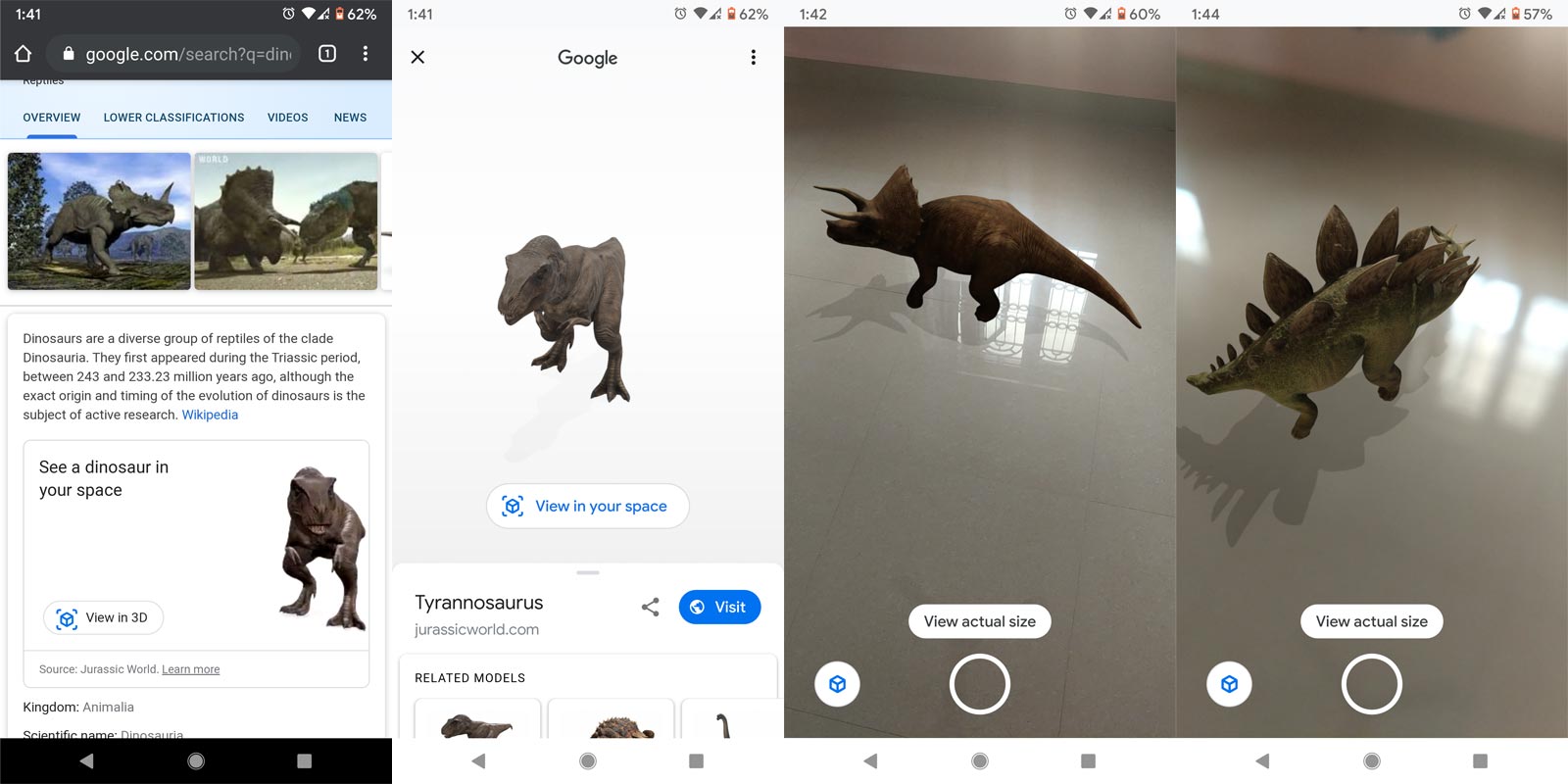 Jurassic World Dinosaurs Google search AR 3D How to use