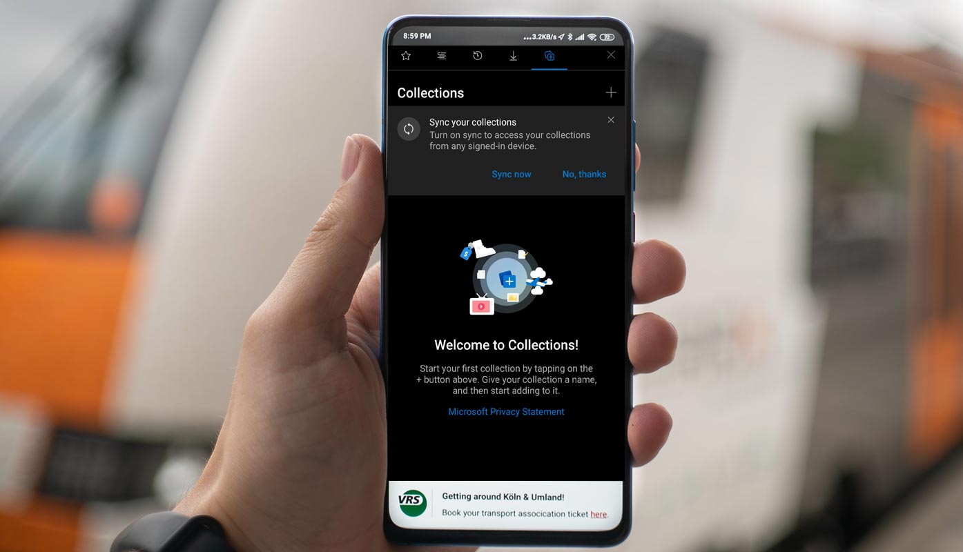 Microsoft Edge Collections in Android Mobile
