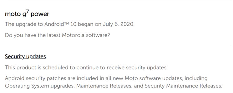 Moto G7 Power Android 10 Firmware Official Confirmation