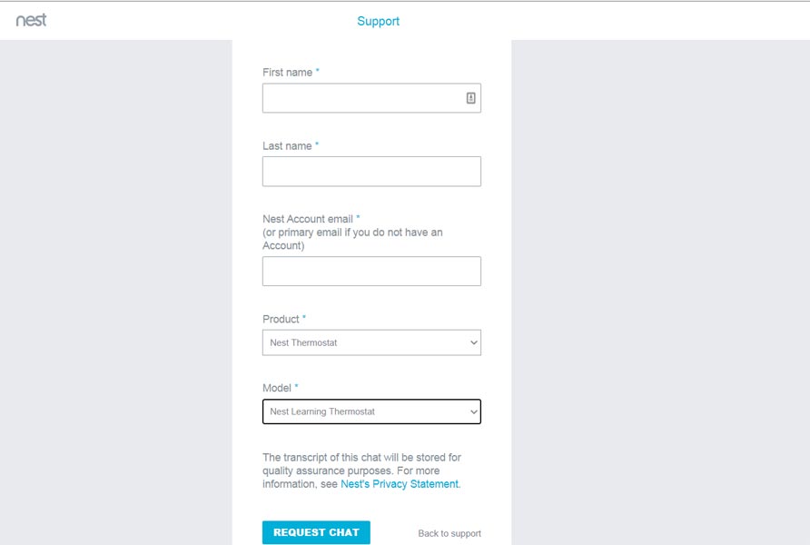 Nest Support Page