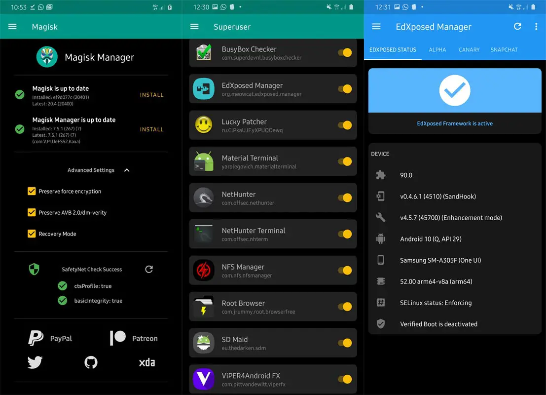 Samsung Galaxy A30 Magisk Root Status