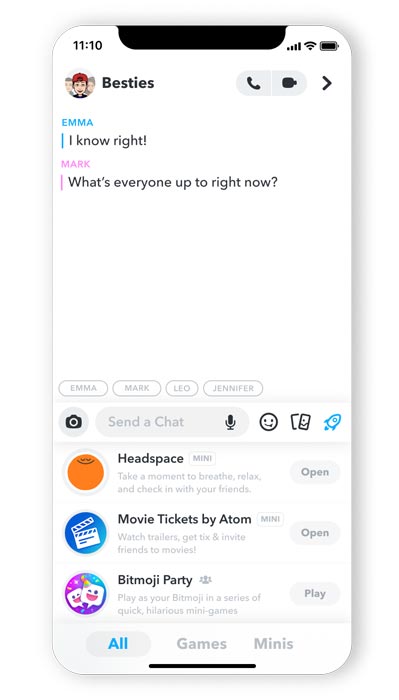 Snapchat Mini in-App Headspace launch