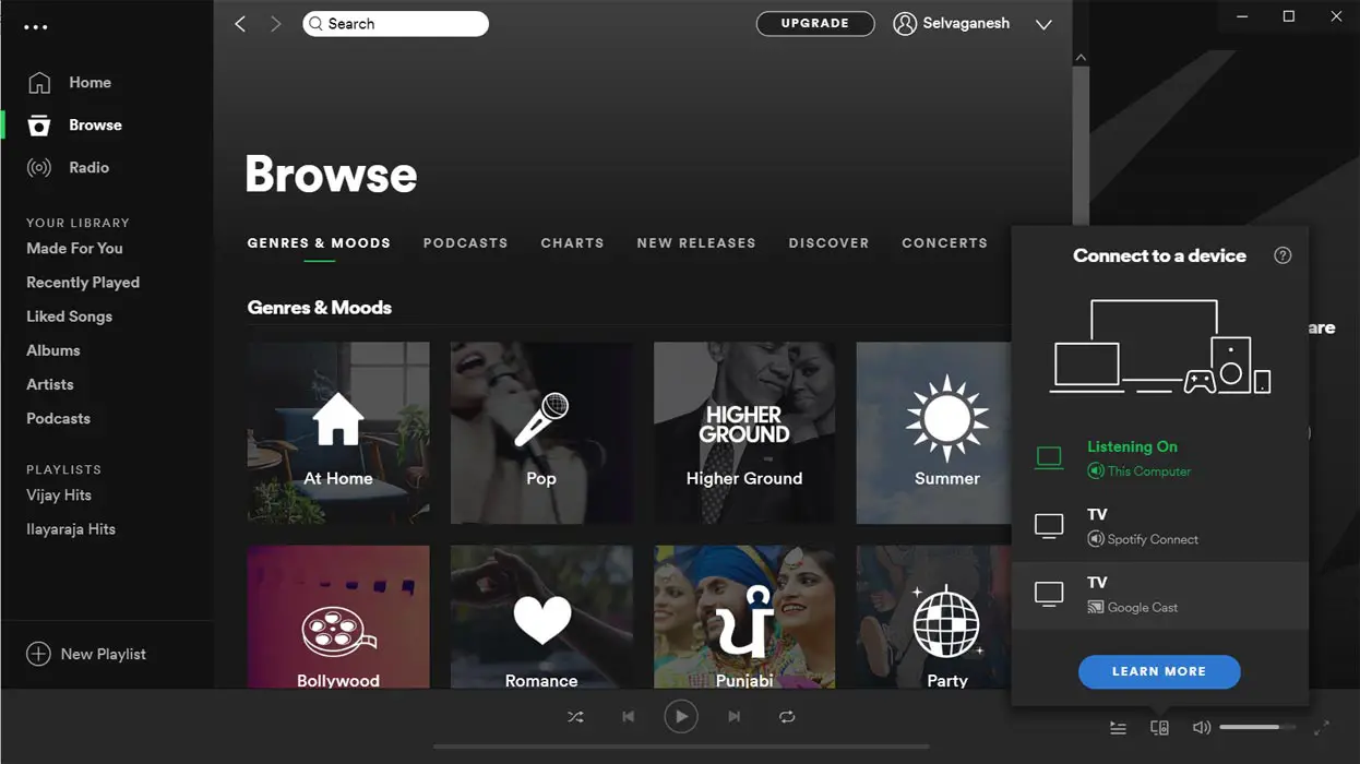 Spotify Desktop App Chromecast feature