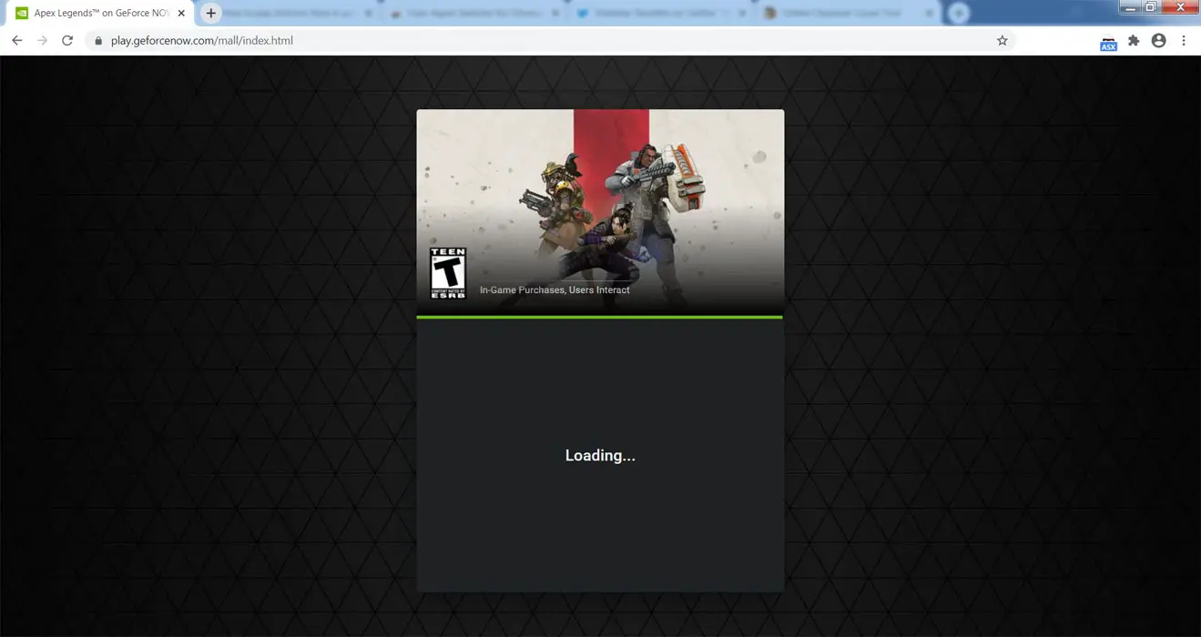 Apex Legens Rig Screen loading GeForce Now