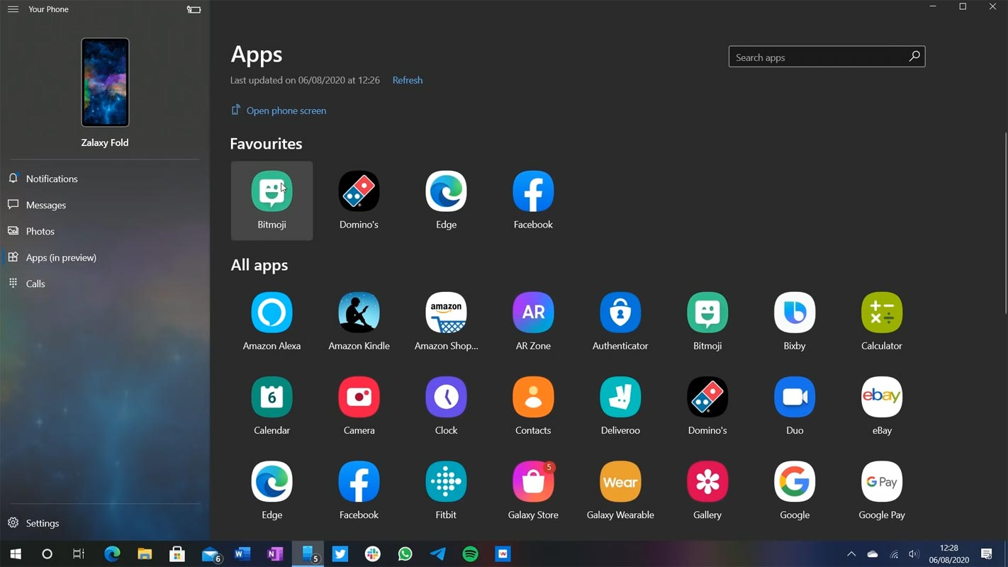 Favourite Apps Feature Your Phone app