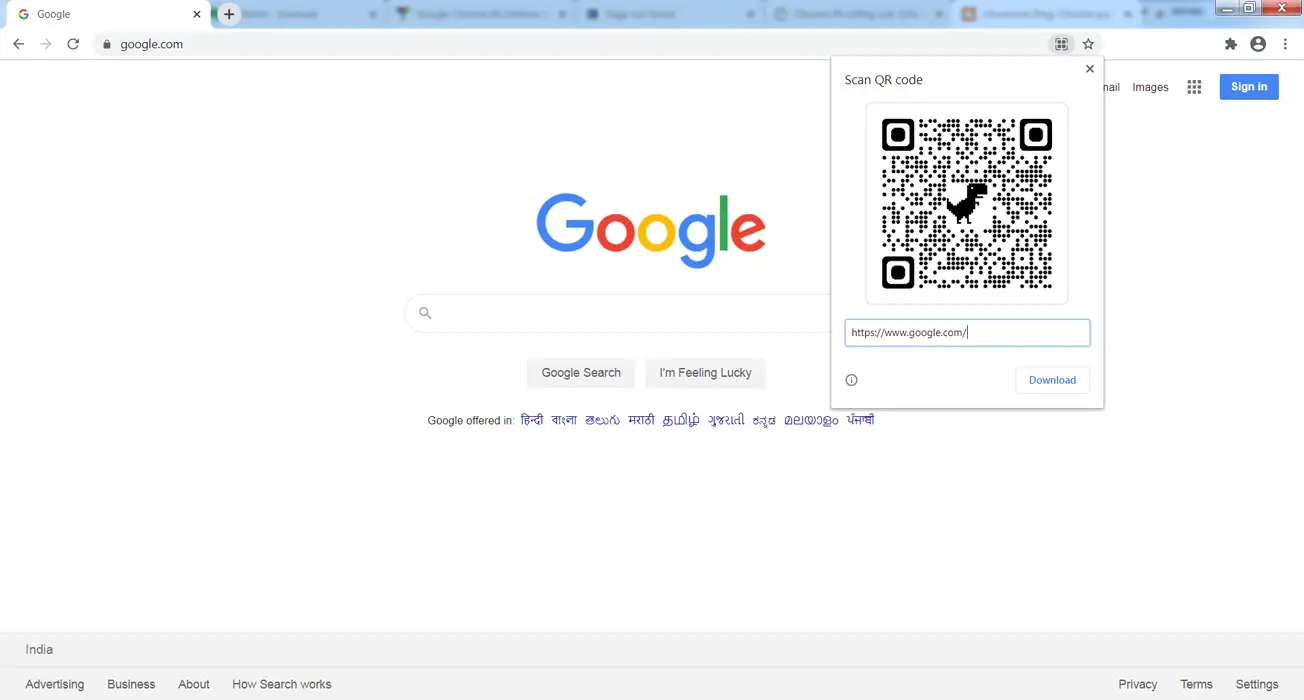 Google Chrome QR Code Generator