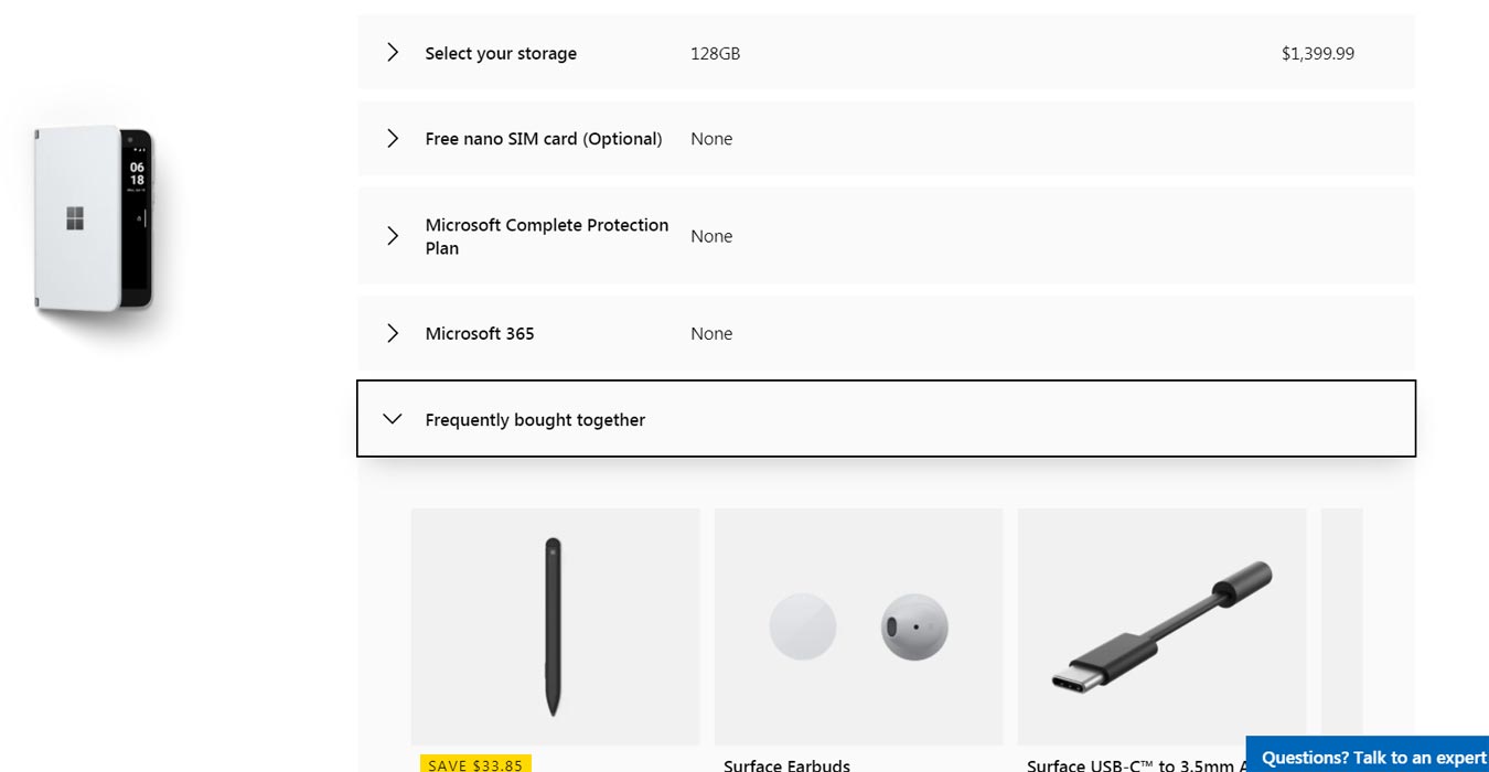 Microsoft Surface Duo Unlocked Pre-Order in Microsoft Store