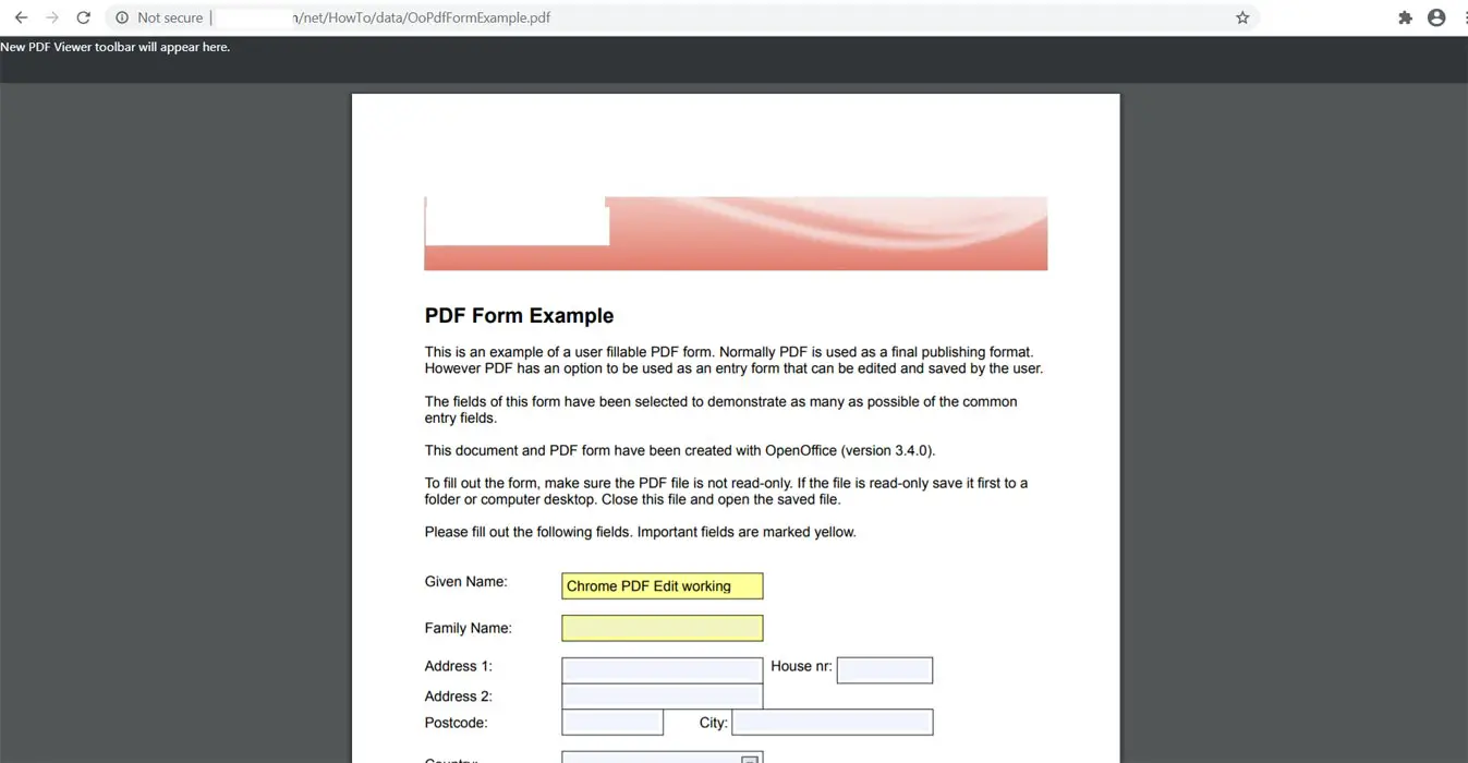 PDF Edit Option Working in Chrome